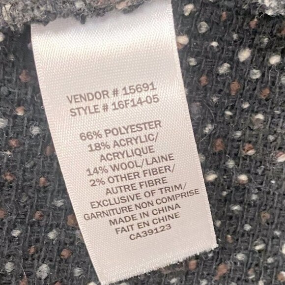 Northern Reflections Brown Black Wool Blend Toggle Closure Pea Coat Sweater L - Picture 3 of 13